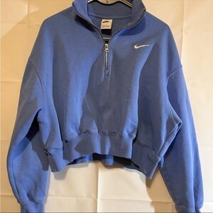 Nike Women's Blue Half-Zip Cropped Sweatshirt